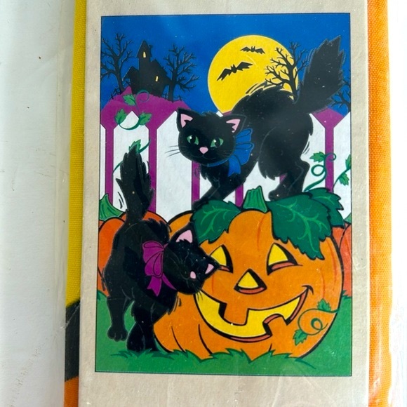 Meadow Creek Vintage Halloween NOS Sealed Set of 3 Decorative Flags 28” x 40” - Picture 2 of 15